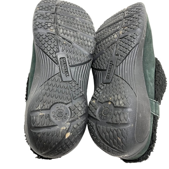 MERRELL ENCORE ICE SLIDE Slip On Mules Clogs Green Genuine Leather Shoes sz 7.5 - Picture 15 of 16